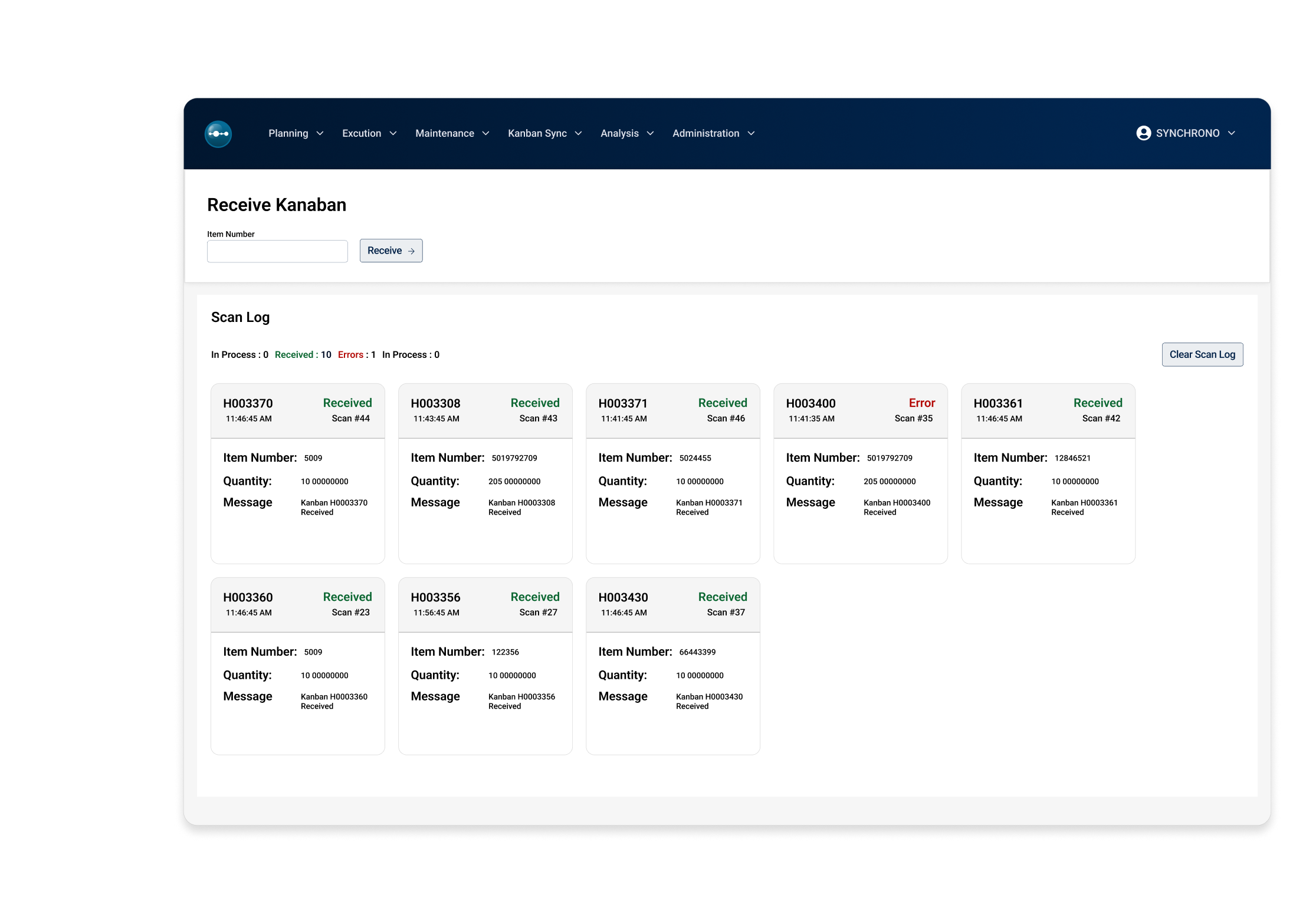 Kanban Cards in Receive Kanban SyncKanban Software